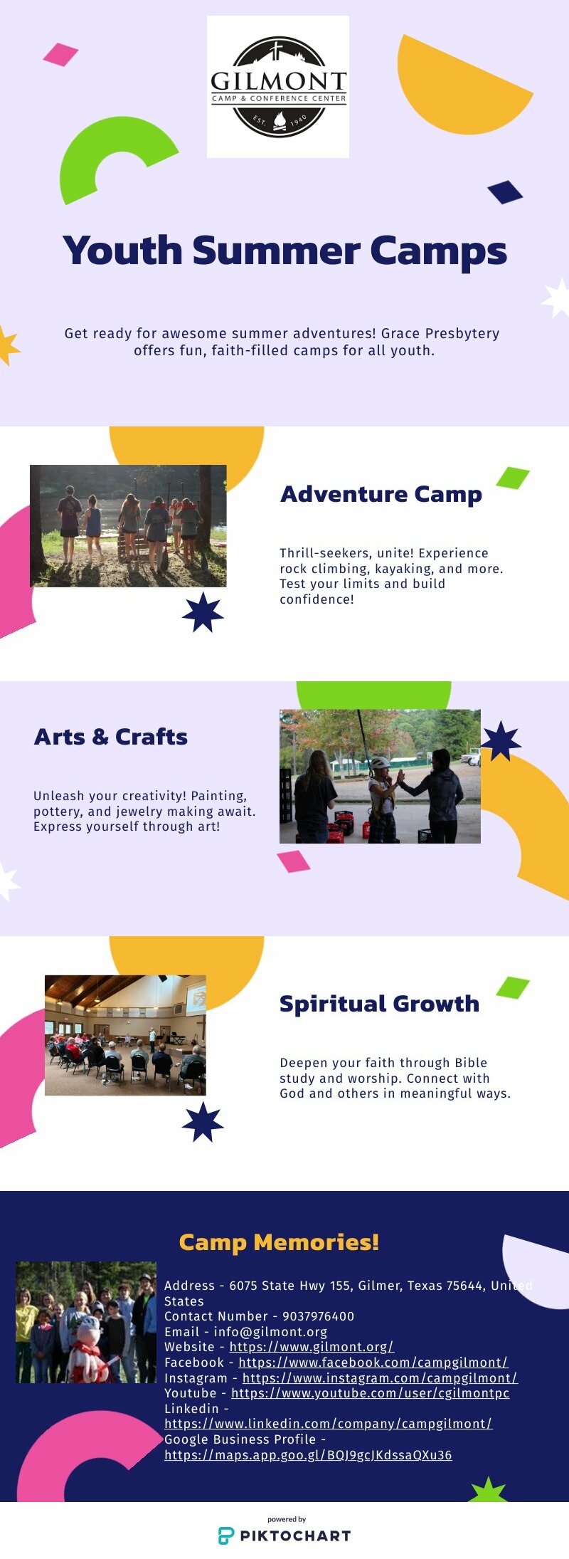 Grace Presbytery Youth Summer Camps | Piktochart Visual Editor