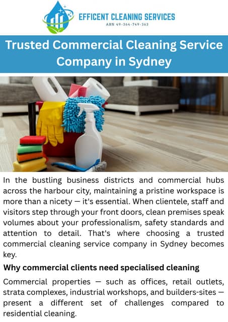 Trusted Commercial Cleaning Service Company in Sydney | PDF