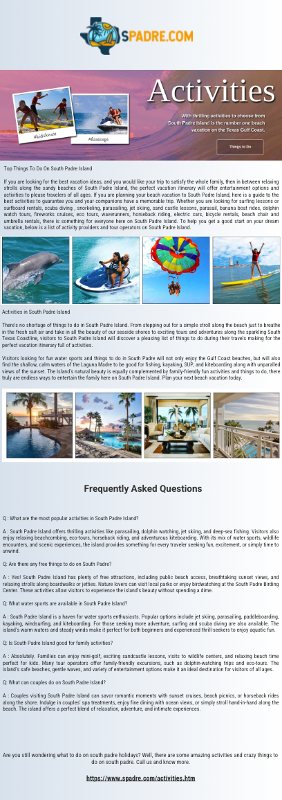 Things To Do On South Padre - by Samuel  Klein [Infographic]