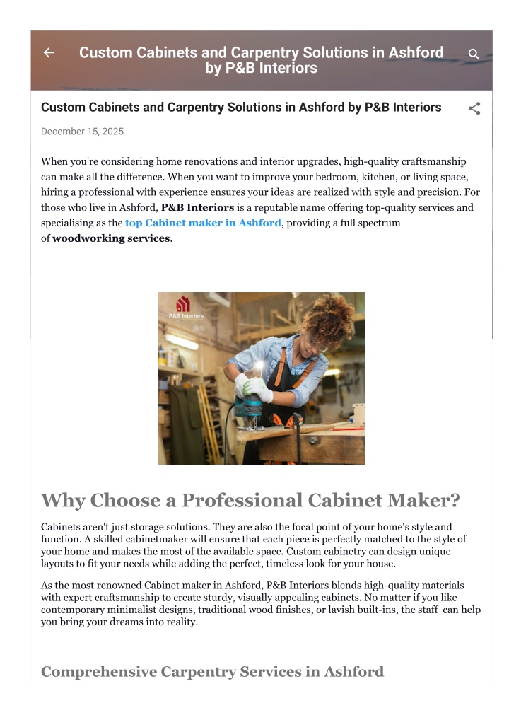 PPT - Custom Cabinets and Carpentry Solutions in Ashford by P&B Interiors PowerPoint Presentation - ID:14710478