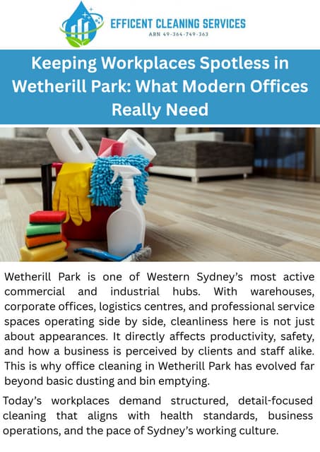 Keeping Workplaces Spotless in Wetherill Park What Modern Offices Really Need | PDF