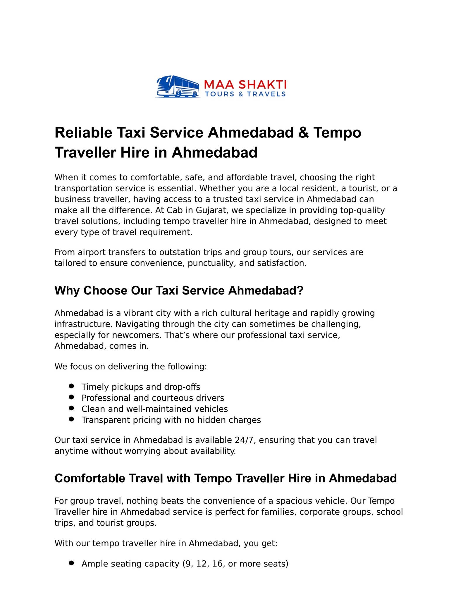 Reliable Taxi Service Ahmedabad & Tempo Traveller Hire in Ahmedabad by cabin gujrat - Issuu