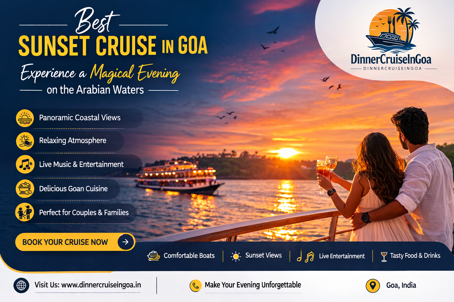 Best Sunset Cruise in Goa | Romantic Evening Boat Cruise