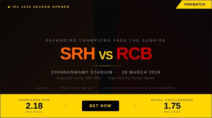 RCB vs SRH IPL 2026 Match 1: Preview, Stats & Dream11