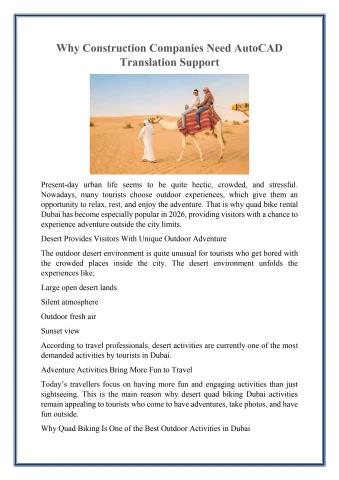 How Quad Bike Rental Dubai Offers an Exciting Escape From City Life