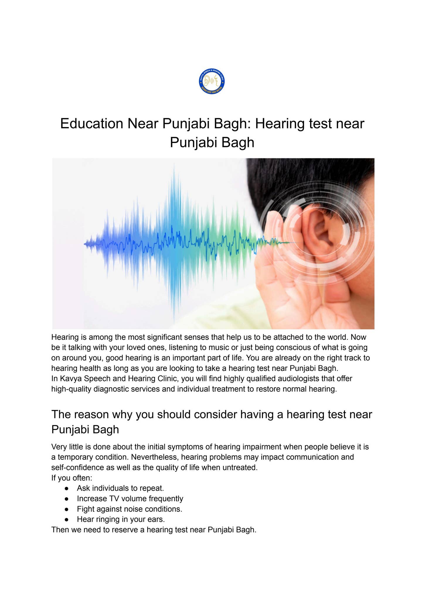 Education Near Punjabi Bagh_ Hearing test near Punjabi Bagh by Kavya Speech & Hearing Clinic - Issuu