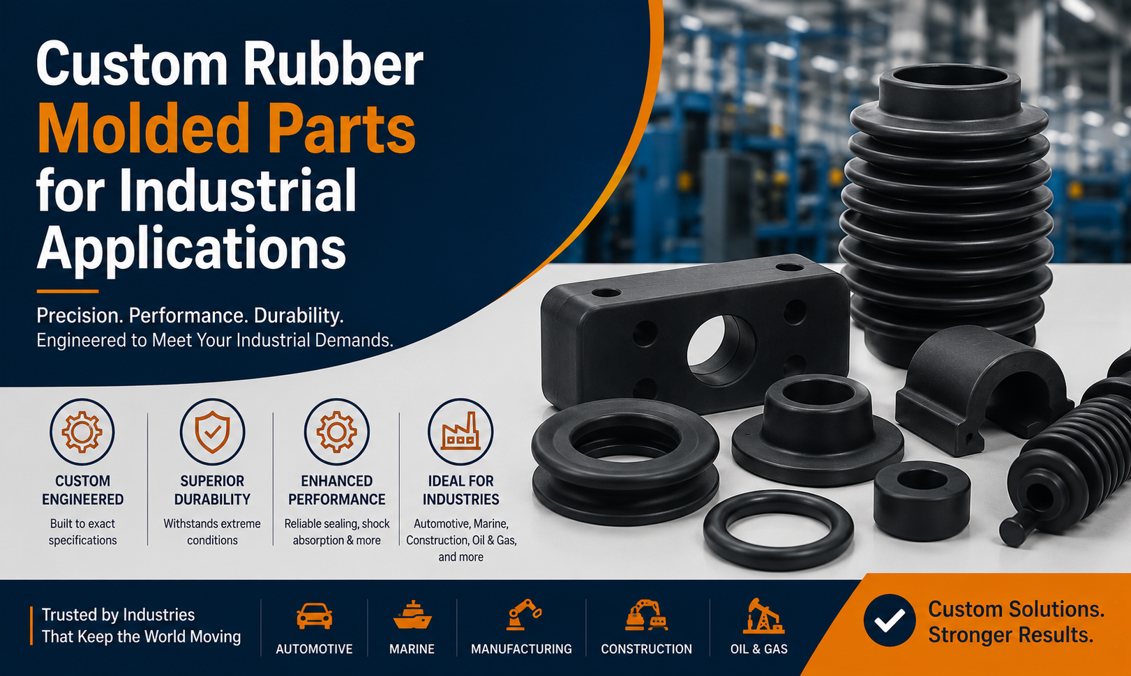 Custom Rubber Molded Parts for Industrial Applications