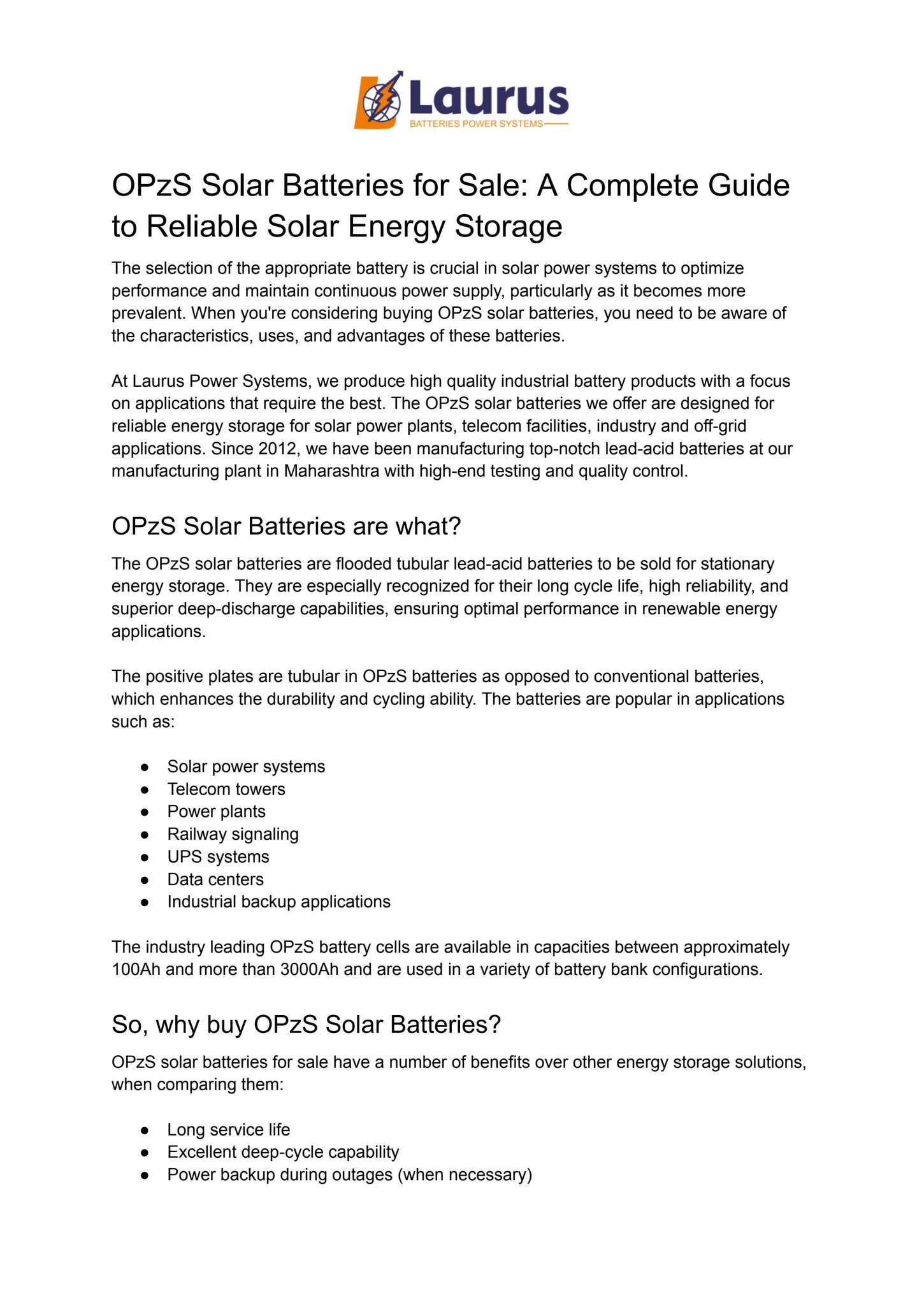 opzs solar batteries for Sale by Lauruspower - Issuu
