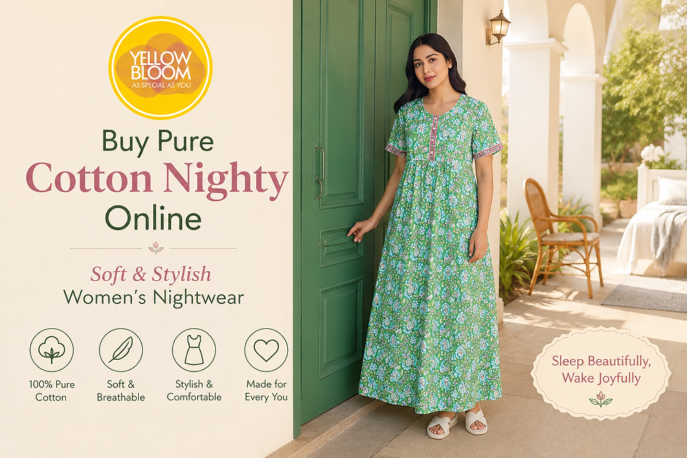 Buy Pure Cotton Nighty Online | Soft & Stylish Women's Nightwear