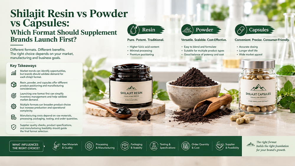 Shilajit Resin vs Powder vs Capsules: Which to Launch?
